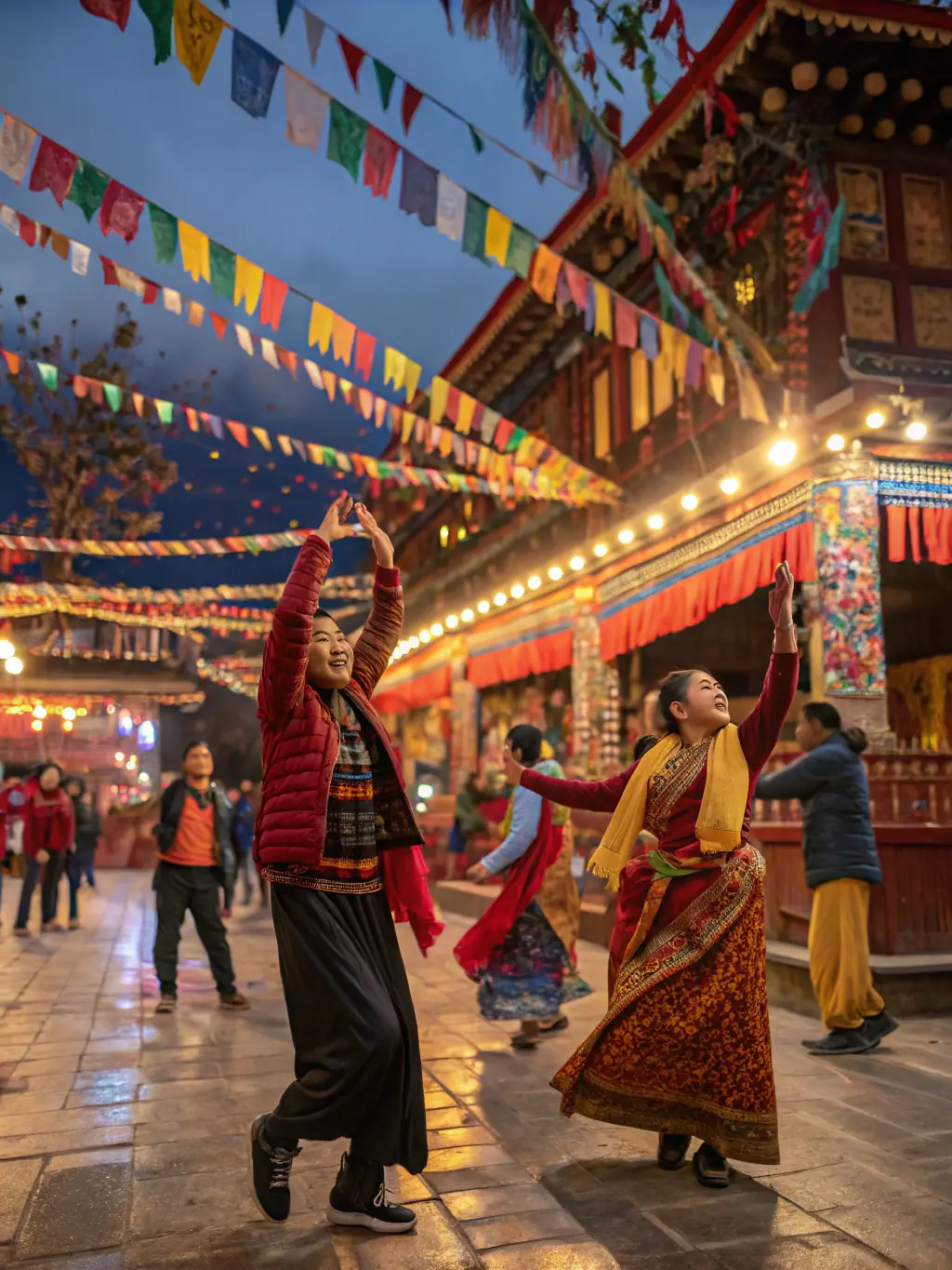 A photograph capturing the vibrant atmosphere of the Heritage Festival, showcasing community members enjoying traditional music and local crafts.