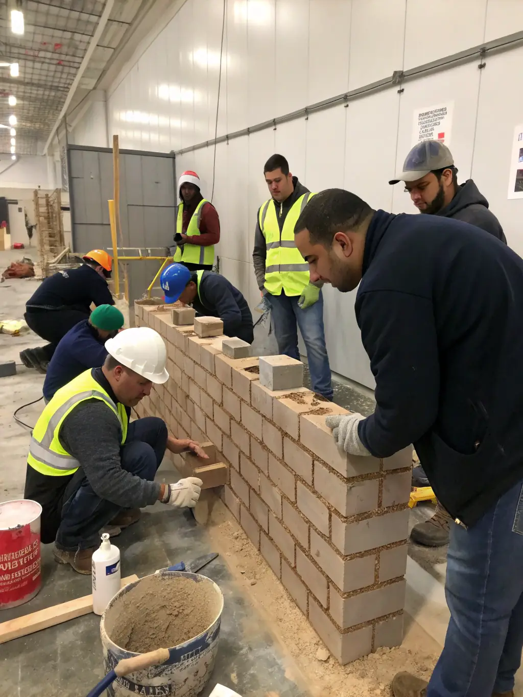 A photo of a workshop where experts are teaching traditional building techniques to local residents, promoting skills for future preservation efforts.